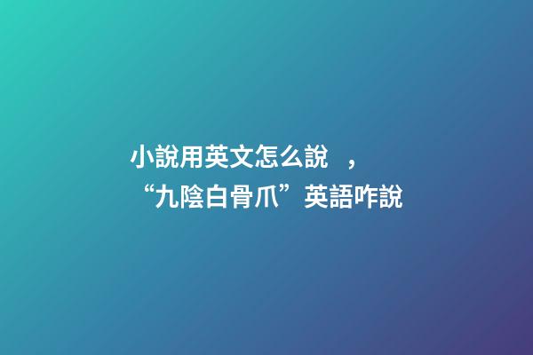 小說用英文怎么說，“九陰白骨爪”英語咋說-第1張-觀點-玄機派